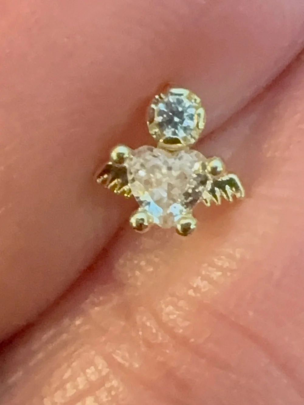 Nose Ring- Angel  Cubic zirconia  20G Nose Ring Stud Screw 316L Stainless Steel